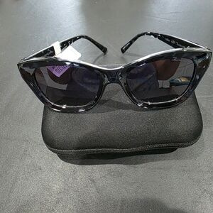 Christian Siriano Black Cat-Eye Sunglasses with Dark Lenses